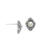 AE-6314-PE Sterling Silver Earring With Pearl Jewelry Bali Designs Inc